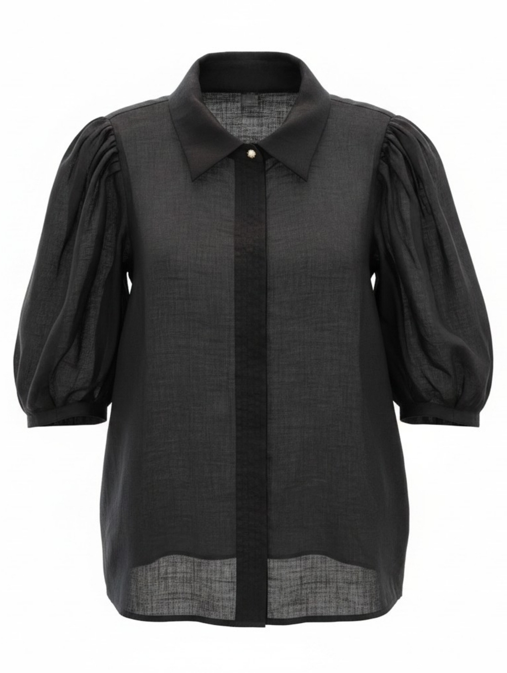 Sandro black button down linen blouse